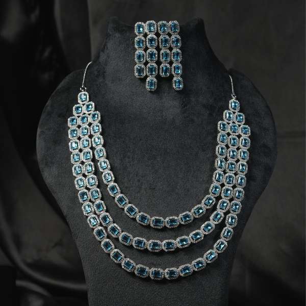 Blue Stone Ad Choker Necklace Set