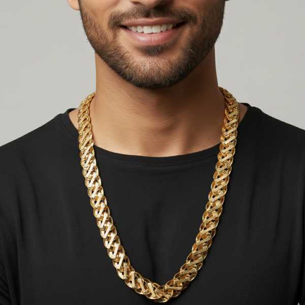 Mens Cuban Link Chain Gold Plated Bold Classic