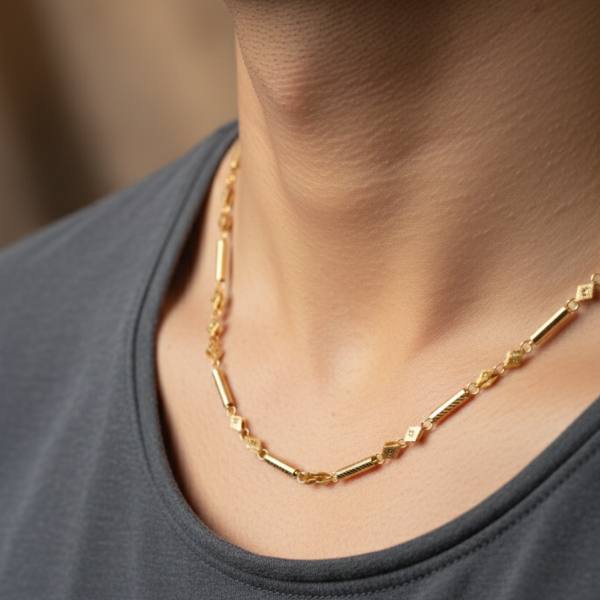 1 Gram Gold Plated Long Chain For Daily Wear