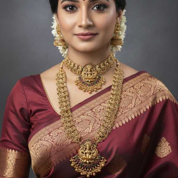 Traditional Temple Gold Necklace Set