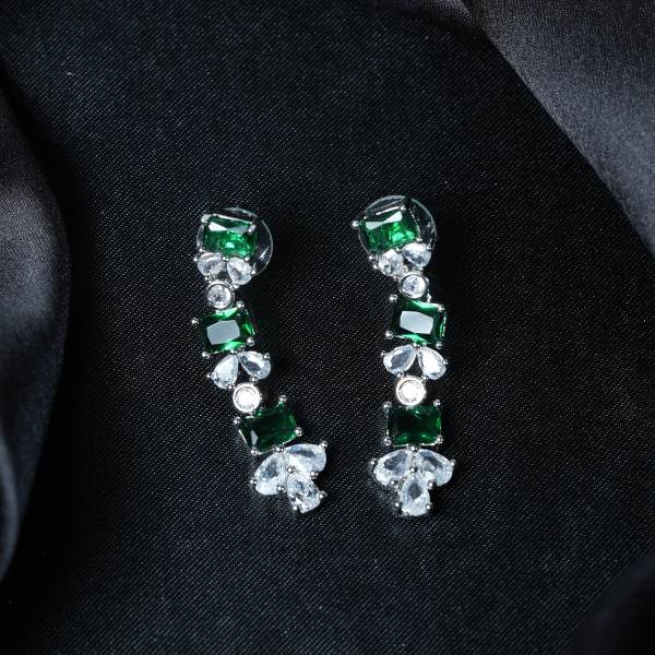 Emerald Bloom Silver Necklace Set