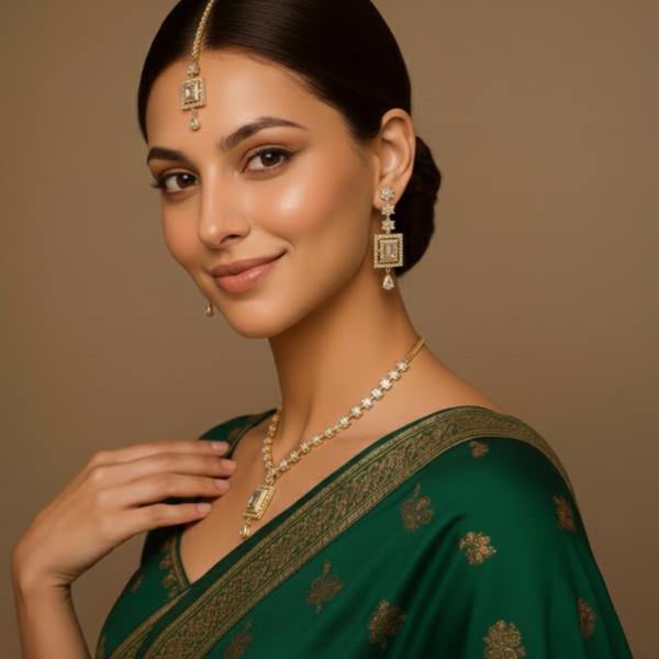 Regal Golden Square Majesty Necklace Set